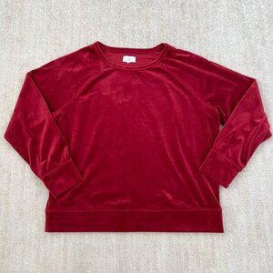 Lou & Grey Lounge Velour Velvet Crewneck Long Sleeve Red Sweatshirt Top XL